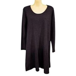 Eileen Fisher Long Sleeve Knee Length‎ Merino Wool Sweater Dress, Charcoal, Sz S